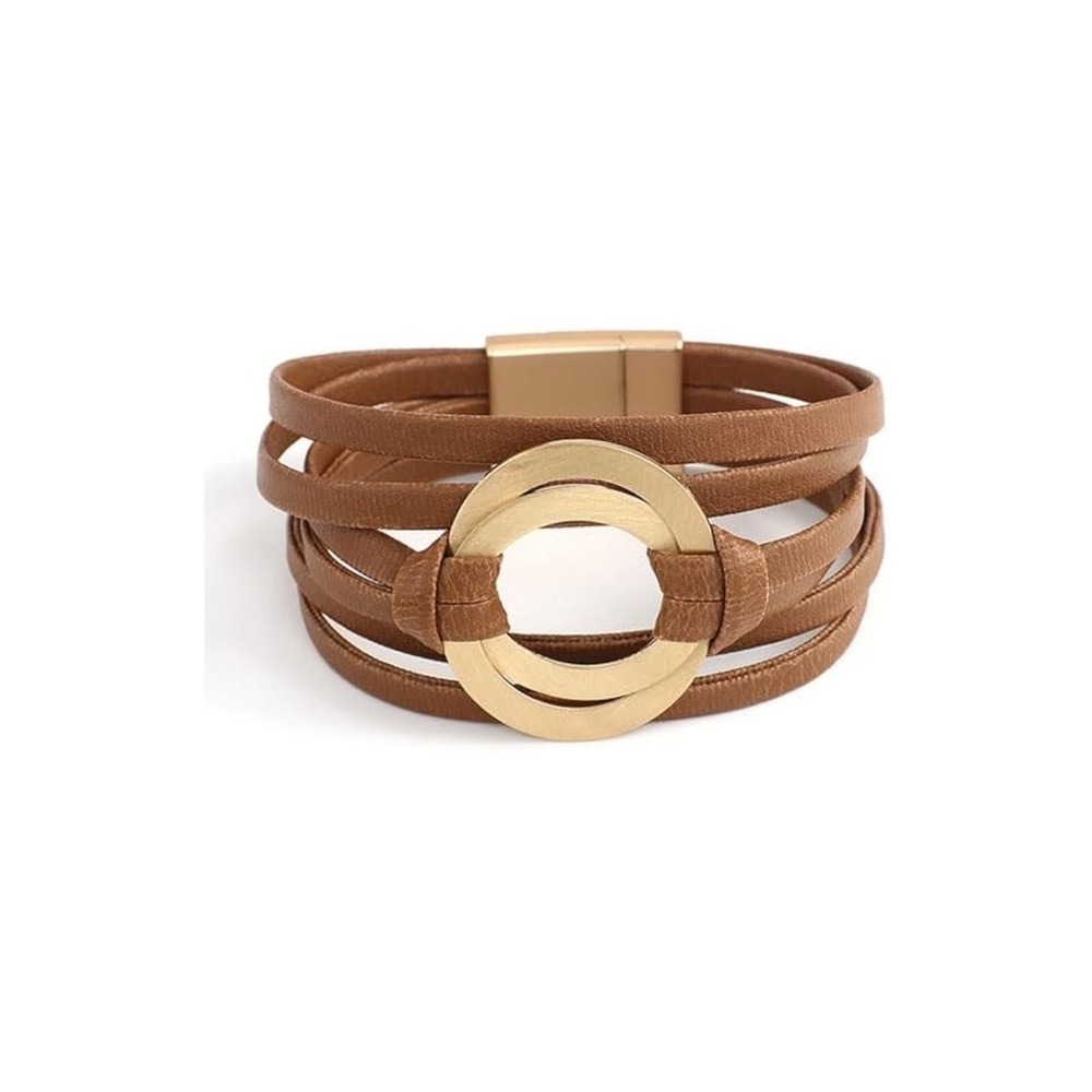 New Boho‎ Circle Charm Leather Bracelet